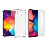 Capinha Antichoque + Película Vidro Para Samsung A20 / A30 Cor Transparente