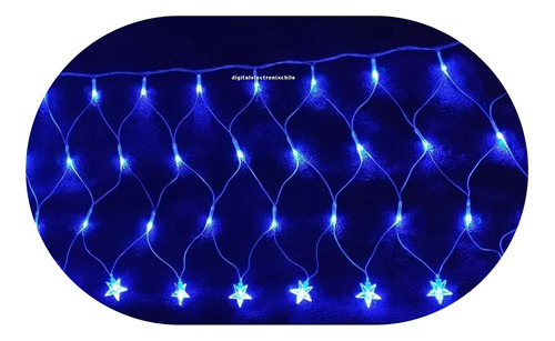 Malla Cenefa Azul 240 Led 9 Mts Extendido Con Estrella 220v