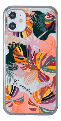 Funda Para iPhone Para Mujer Flores Hojas Con Tu Nombre