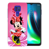 Funda Moto G9 Play Con Diseño Minnie Mouse Brillos Y Mica