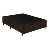 Base Box Casal Blindado Suede Marrom