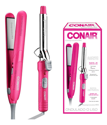 Kit Plancha Alaciadora + Rizadora Enchinador Cabello Conair