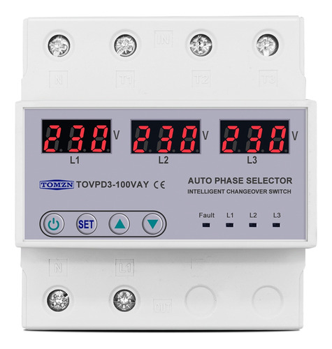 Voltímetro Selector De Fase De Riel L7tomzn 100a Trifásico 3