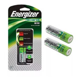 Cargador Mini Energizer + 2 Pilas Aa Recargables 1300mah