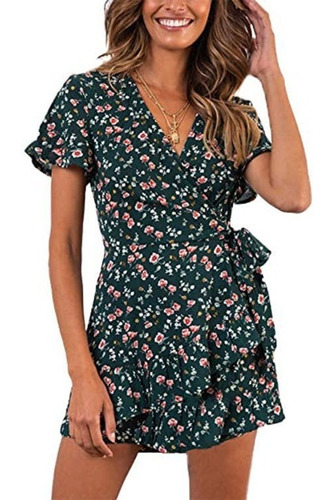 Vestido Corto Mujer Floral Moda Casual Fiesta Elegante