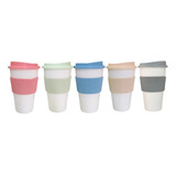 Vaso Térmico Tipo Starbucks Colores Vintage 300 Ml Tapa Faja