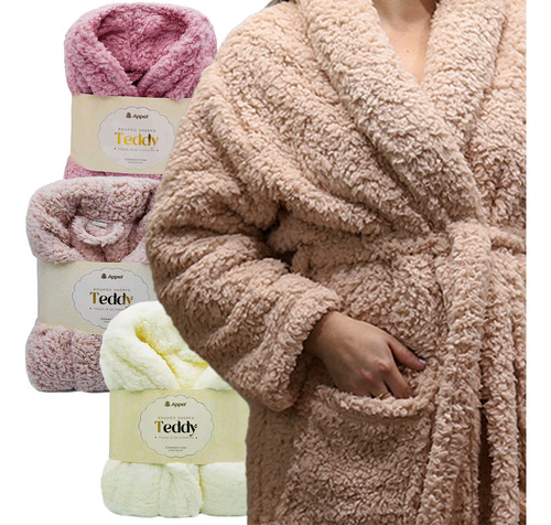 Roupão Sherpa Teddy Robe Quente Toque Lã Carneiro Importado