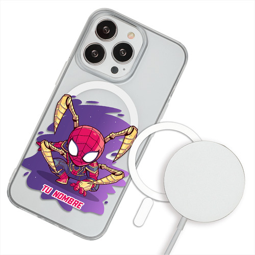 Funda Para iPhone Magsafe Spiderman Marvel Tu Nombre