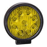 Faro De Led Redondo 9 Led 27w Ambar Universal 12v/24v Jeep 