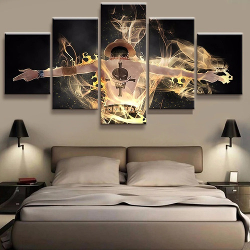 5 Cuadros Decorativos One Piece Dorado Artistico Canvas 