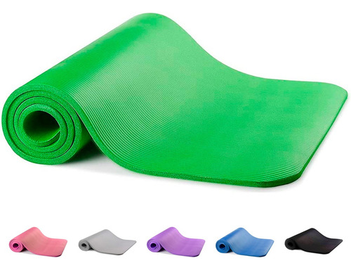 Tapete Yoga Pilates Fitness Ejercicio Portátil 10mm Grosor Color Verde