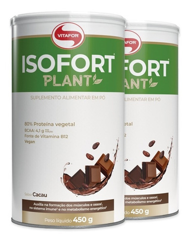 Kit 2 Isofort Plant Vitafor 450g Cacau