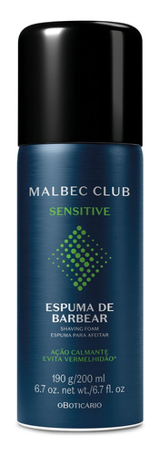 O Boticário Malbec Club Sensitive Espuma De Barbear 190g