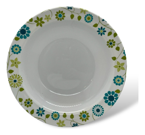 Set X12 Plato Hondo Melamina Redondo Estampado Flores 22 Cm