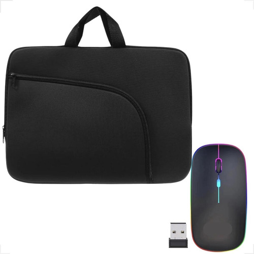 Kit Case Com Bolso Macbook Air Ou Pro 13 + Mouse Sem Fio Led