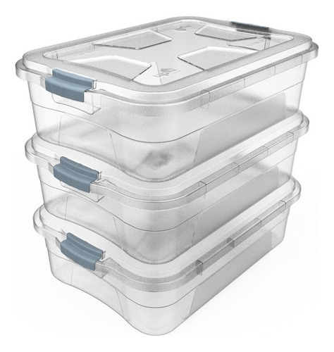 Kit 3 Caixas Organizadoras Transparente Multiuso 10 Litros