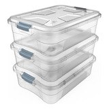 Kit 3 Caixas Organizadoras Transparente Multiuso 10 Litros