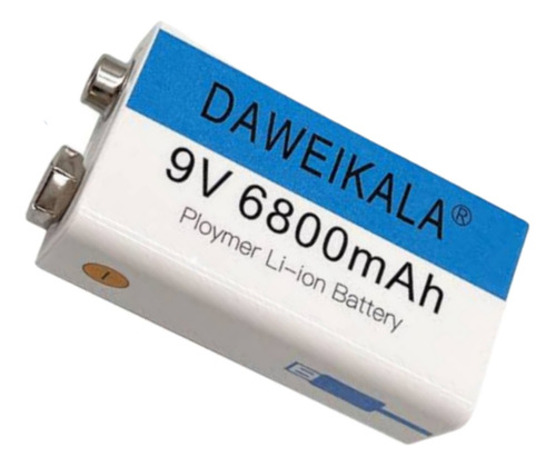 01 Bateria 9v 6800mah Daweikala Max Recarregável Usb Tipo C