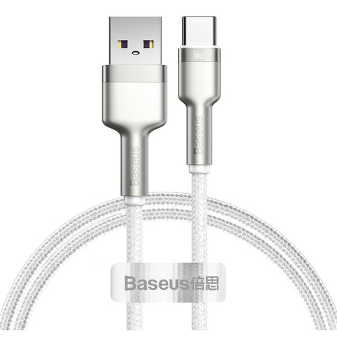 Cable Usb P/type-c Turbo Baseus Metal De 66 W Y 6 A De Nailon, Color Blanco