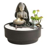 Fuente De Agua 21cm Buda Meditando + Led + Jardin Zen Tm Ct