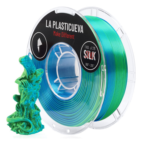 Filamento 3d Silk 1.75 1kg Seda Premium Color Duo Azul-verde