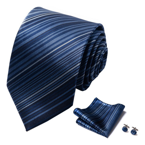 1 Set Corbata + Pañuelo + Mancuernillas Conjunto Para Hombre