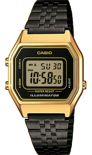 Relógio Feminino La680 Preto C/ Dourado Mini Retrô 