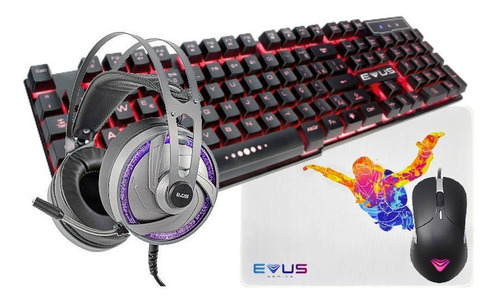 Kit Gamer Evus Pro Teclado Mouse Magician Headset Mouse Pad Cor Do Mouse Rgb Cor Do Teclado Rgb