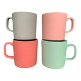 Set X4 Tazas Pocillos - Fibra De Trigo - Ecológicas - Mug 