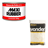 Kit Massa De Polir Max Rubber 490g + Estopa Vonder 200g