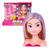 Boneca Busto Nancy Hair Faz Penteados E Maquiagem Supertoys