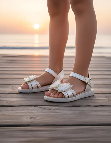Huarache Para Niñas Hebilla Moño Bonito Brillos Cómodo