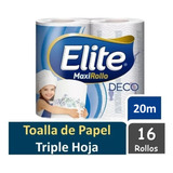 Toalla De Papel Elite Maxi Rollo Deco 20 Metros X 16 Rollos