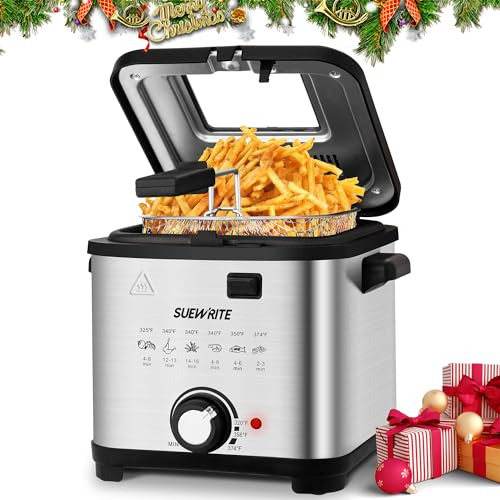 Suewrite Electric Deep Fryer, 1.5 Liters/1.6 Qt. Oil Capacit