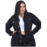 Jaqueta Jeans Curta Plus Size Feminina Com Elastano Premium