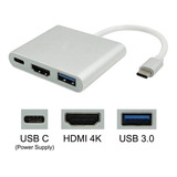 Adaptador Hub - Usb 3.1 Tipo C - Hdmi 4k 3 Em 1