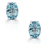 Aretes De Plata 925 Azules Zirconias Boton Unitalla Mujer