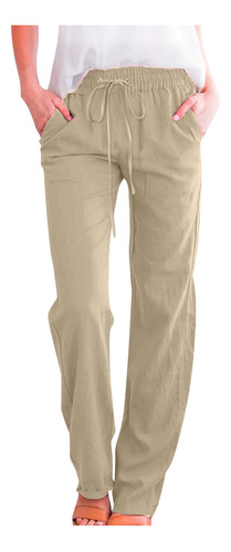 Pantalones Elásticos De Color Liso Para Mujer, Pantalones Re