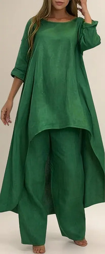 . Pantalones Conjunto 2 Piezas Conjuntos Algodón Lino Mujer