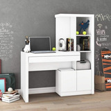 Mesa Escrivaninha Estante Home Office 2 Portas 1 Gaveta Cor Branco