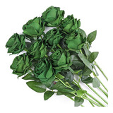 10 Flores Artificiales Rosas Verdes 50.8cm