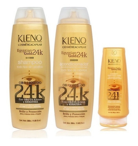 Kleno Egyptian Gold 24k Shampoo + Acond + Crema Oro Liquido