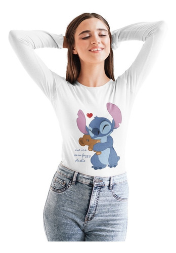 Polera Larga Dama Lilo Y Stitch Mono 326 Osito Estampado 