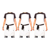 3 Pack Mandil Delantal De Gabardina Para Chef Restaurante Color Blanco