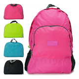 Mochila Viaje Travel Bag Urbana Plegable Color Rosa Chicle Diseño Lisa 22l
