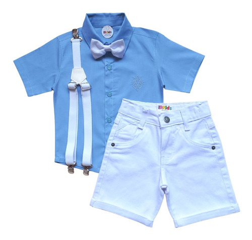 Roupa Social Camisa Manga Curta Azul Claro - Infantil Menino