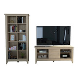 Rack Tv65 C/puerta + Librero Essential - Rovere