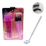 Set Pestañas Cepillos Peines Cejas Lash + Espejo Extensiones