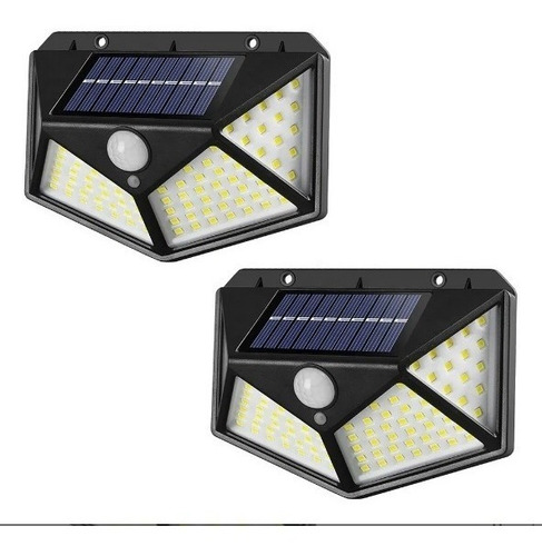 Kit 2 Luminária Solar 100 Leds Alta Potência Prova D'água