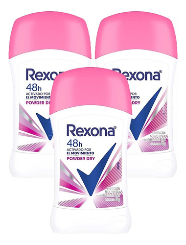 Pack X3 Unid Rexona Desodorante Powder Dry O Emotion Barra 